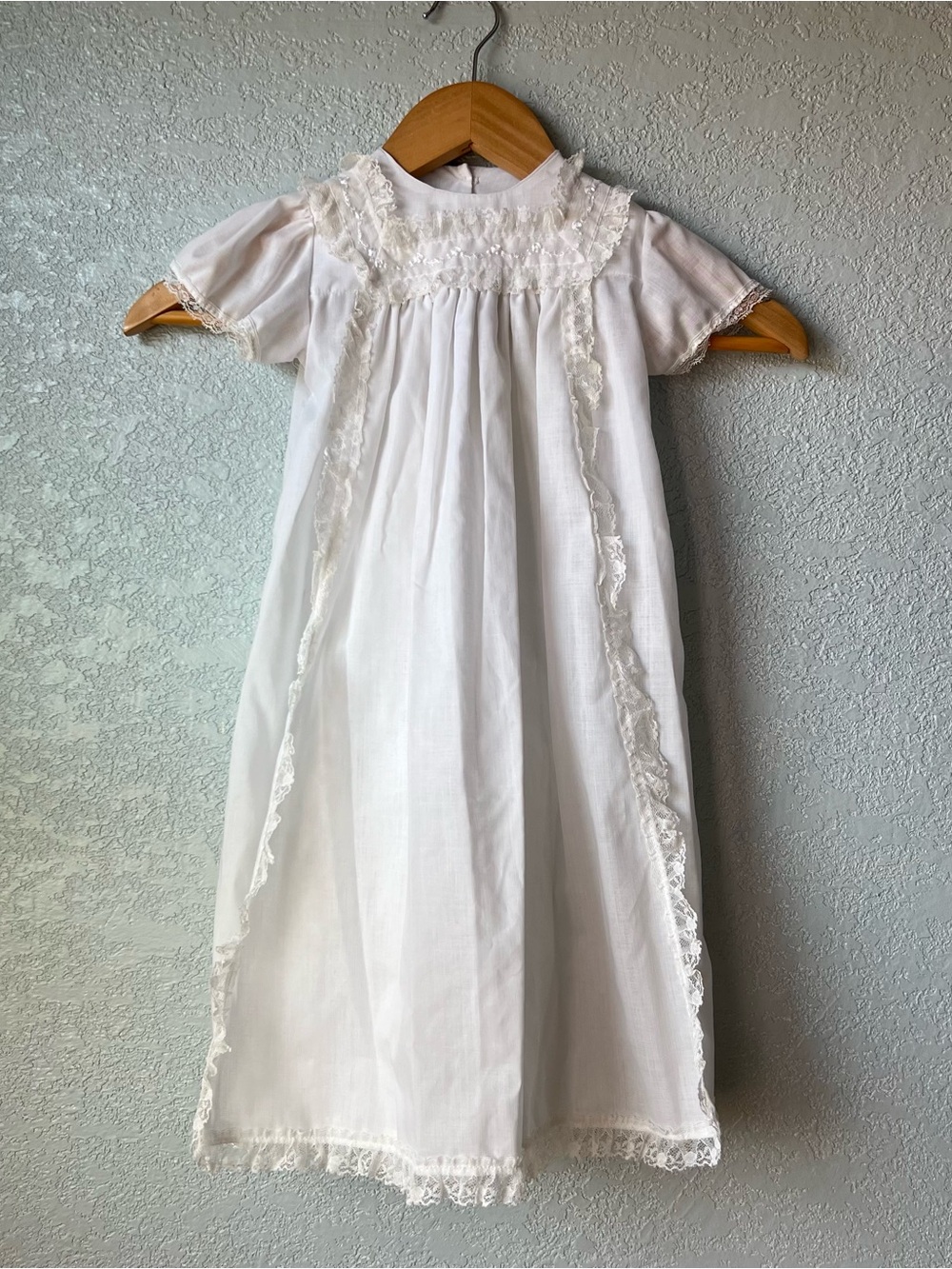 Vintage Handmade White Lace Baby Dress Prairie Heirloom 12-24 Months